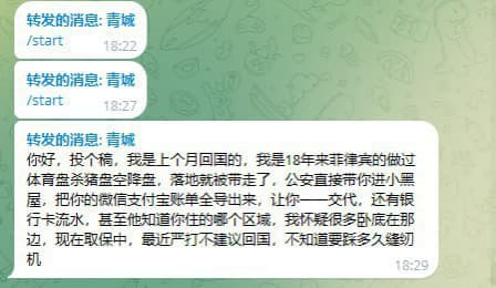 你好，投个稿，我是上个月回国的，我是18年来菲律宾的做过体育盘杀猪盘空...